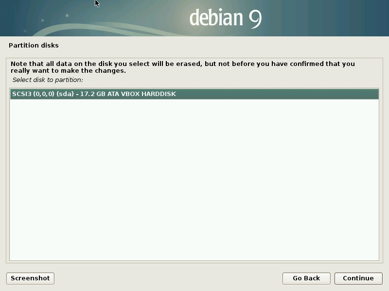 Disk to use for guided partitioning