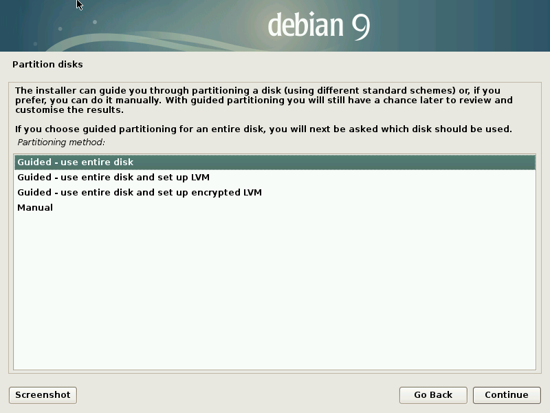 Choice of partitioning mode