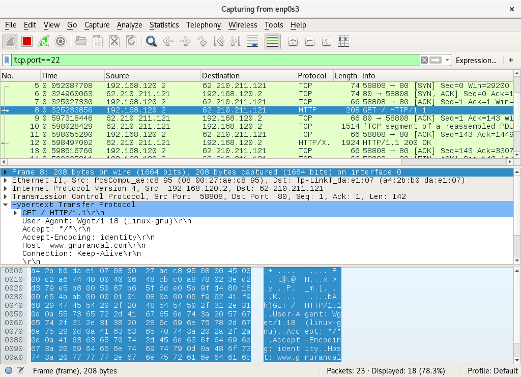 analyzing wireshark packet captures